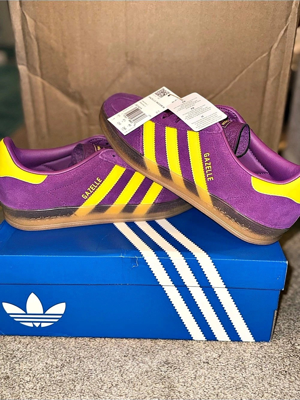 adidas Gazelle Indoor W Purple & Yellow US 8 NWT